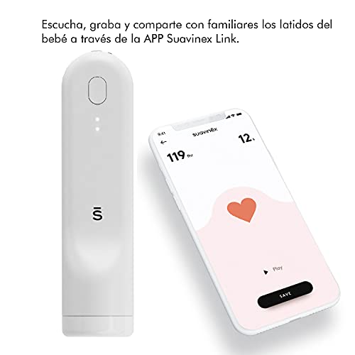 SUAVINEX Escucha latidos de bebé SMART. Escucha, graba y comparte los latidos del bebé. APP Suavinex y Conexión Bluetooth. Sin cables, Blanco