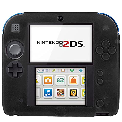 subtel® Funda Compatible con Nintendo 2DS Silicone Funda Flip Cover Case Negro