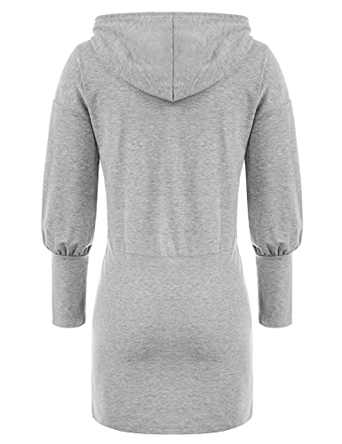 Sudaderas con Capucha para Mujer Manga Larga Vestidos Sudadera de Tubo Otoño Invierno Gris XXL