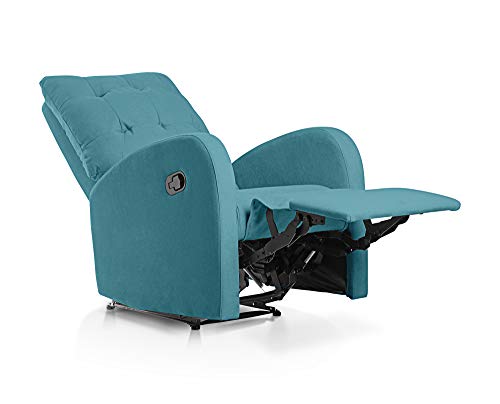 SUENOSZZZ-ESPECIALISTAS DEL DESCANSO Sillon Relax orejero reclinable Soft tapizado en Tela Antimanchas Turquesa