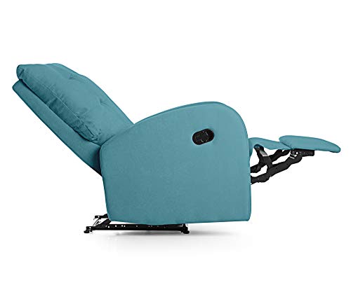 SUENOSZZZ-ESPECIALISTAS DEL DESCANSO Sillon Relax orejero reclinable Soft tapizado en Tela Antimanchas Turquesa