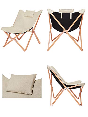 Suhu Silla Sillas Playa de Jardin Plegables Camping Playa Butterfly Sillón Reclinable Nordica Exterior Terraza Acolchado Interior y Exterior Design Moderno Relax Beige