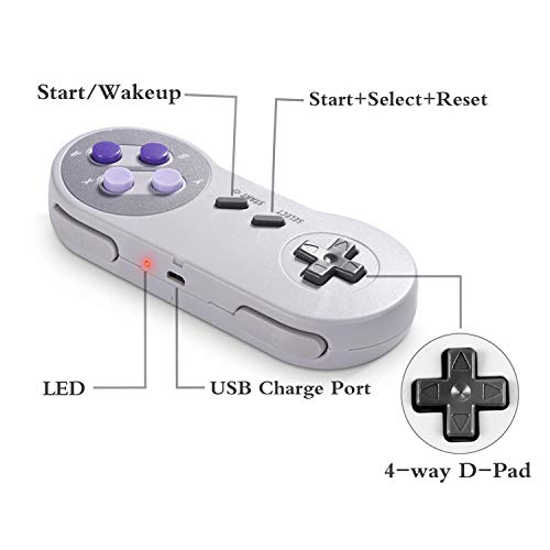 suily Controlador inalámbrico 2,4 G para Classic SNES NES, USB recargable, para PC, Raspberry Pi (sistema operativo, Windows, Linux, Android), 2 unidades