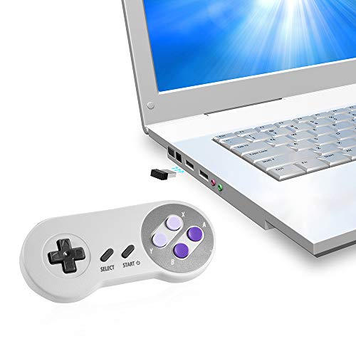 suily Controlador inalámbrico 2,4 G para Classic SNES NES, USB recargable, para PC, Raspberry Pi (sistema operativo, Windows, Linux, Android), 2 unidades