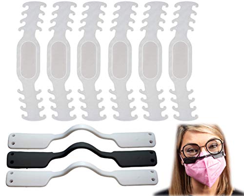 Sujeta Mascarillas con Antivaho Gafas de Plástico (6 + 3 uds) para Niños y Adultos Salvaorejas extensor protector de orejas y Soporte Reductor Vaho Reutilizable. Puente Nasal Reutilizable sin Líquido