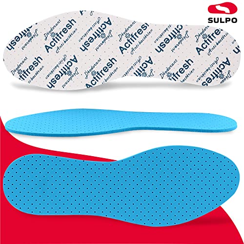 SULPO - 4 pares de plantillas antisudor Actifresh, plantillas antibacterianas para pies frescos, plantillas para zapatos de trabajo, anti-sudor, suelas, desinfección de zapatos