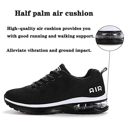 Sumateng Hombres Mujeres Zapatillas De Deporte Zapatillas Deportivas Zapatillas De Carretera Zapatillas De Deporte Entrenador Transpirable para Correr Gimnasio Gimnasio Exterior Black White 44 EU