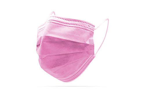 SUMGER Mascarilla Quirúrgica Desechable Homologada, 50 Unidades, Color Rosa, CE BFE ≥98%, EN 14683:2019+AC:2019 Type IIR