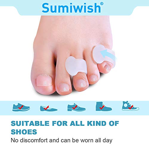 Sumiwish 10 separadores de dedos pequeños, separadores de dedos de silicona para dedos superpuestos, dedo meñique rizado, corrección y protección