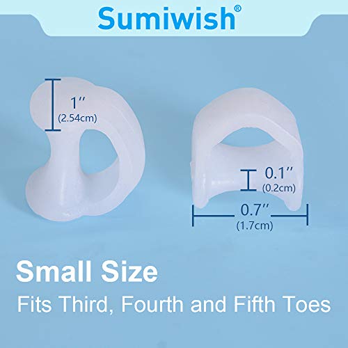 Sumiwish 10 separadores de dedos pequeños, separadores de dedos de silicona para dedos superpuestos, dedo meñique rizado, corrección y protección