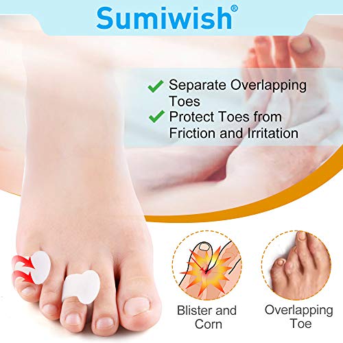 Sumiwish 10 separadores de dedos pequeños, separadores de dedos de silicona para dedos superpuestos, dedo meñique rizado, corrección y protección