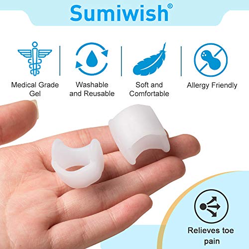 Sumiwish 10 separadores de dedos pequeños, separadores de dedos de silicona para dedos superpuestos, dedo meñique rizado, corrección y protección