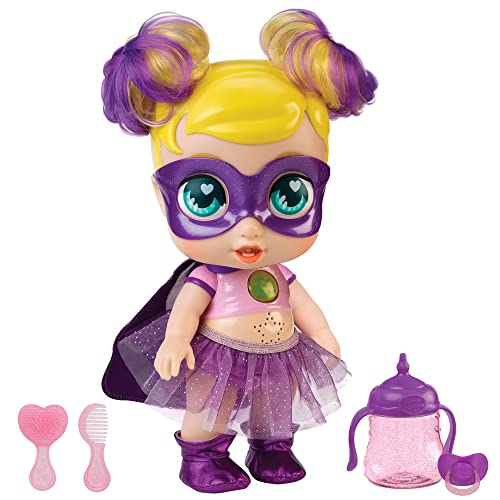 Super Cute - Super Cute Muñeca Superheroína Sofi con biberón, ropa reversible y accesorios Muñeca interactiva con luz y sonidos Muñecas niñas niños 3 años Muñecas bebé recién nacido (85391)