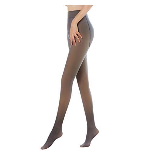 Surfiiy - Medias térmicas transparentes para mujer, color carne con interior de forro polar, 320 Den para invierno, en negro, gris, café u original, Negro 220g, 90 cm