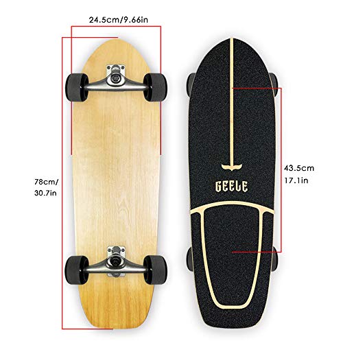 Surfskate Cruiser Skateboard Monopatín Pumpping Carving Surf simulado CX4, Boards Arce 78×24cm, Rodamientos Bolas ABEC-11, para Adolescentes Principiantes Niñas Niños Adultos,C