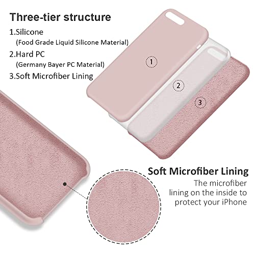 SURPHY Funda para iPhone 8 Plus iPhone 7 Plus Silicona Case, Carcasa iPhone 8 Plus /7 Plus Case, Fundas Silicona Líquida con Forro de Microfibra, Compatible con iPhone 7 Plus/8 Plus 5.5", Rosa