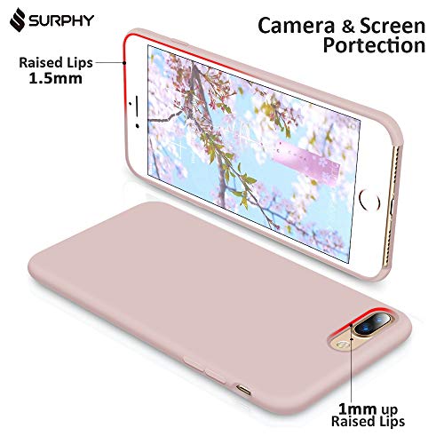 SURPHY Funda para iPhone 8 Plus iPhone 7 Plus Silicona Case, Carcasa iPhone 8 Plus /7 Plus Case, Fundas Silicona Líquida con Forro de Microfibra, Compatible con iPhone 7 Plus/8 Plus 5.5", Rosa