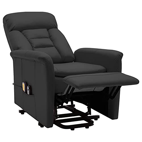 Susany Sillón Reclinable de Masaje Sillón de Masaje Relax Elevador Levantapersonas Sillón Reclinable Eléctrico Sillón Relax Cuero Sintético Negro