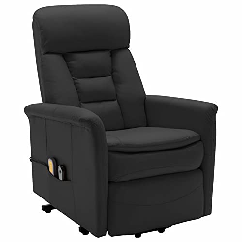 Susany Sillón Reclinable de Masaje Sillón de Masaje Relax Elevador Levantapersonas Sillón Reclinable Eléctrico Sillón Relax Cuero Sintético Negro