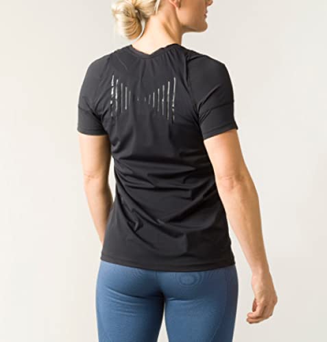 Swedish Posture® Reminder - Camiseta para mejorar la postura corporal, menos dolor de espalda y hombros, cómoda, para fisioterapia, contra artrosis e impingement (mujer negra, S)