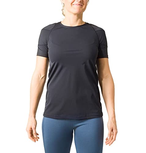 Swedish Posture® Reminder - Camiseta para mejorar la postura corporal, menos dolor de espalda y hombros, cómoda, para fisioterapia, contra artrosis e impingement (mujer negra, S)