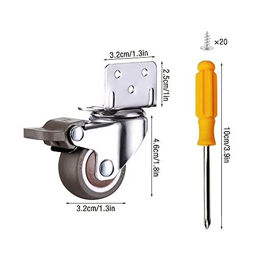 Swetup Ruedas Giratorias Pequeñas, 4 Piezas Ruedas Giratorias Ruedas con Placas de Freno Silencio Rueda Pivotantes para Muebles, 32mm, Goma, TPE para Rodillo de Transporte de Muebles de Paleta