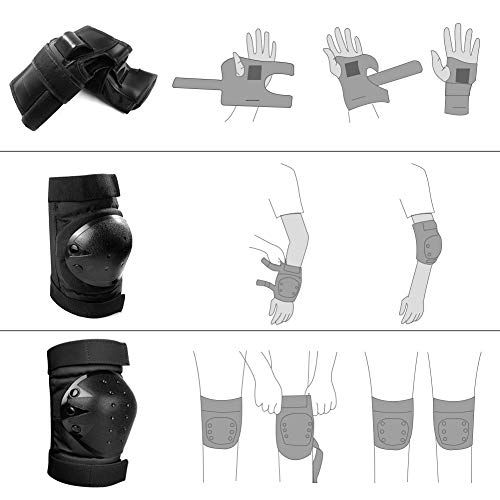 Swonuk Protecciones para Adultos Juego de 6 Equipos de protección Rodillas Coderas y Muñequeras para Ciclismo Esquí Escalada Skate y Otros Deportes