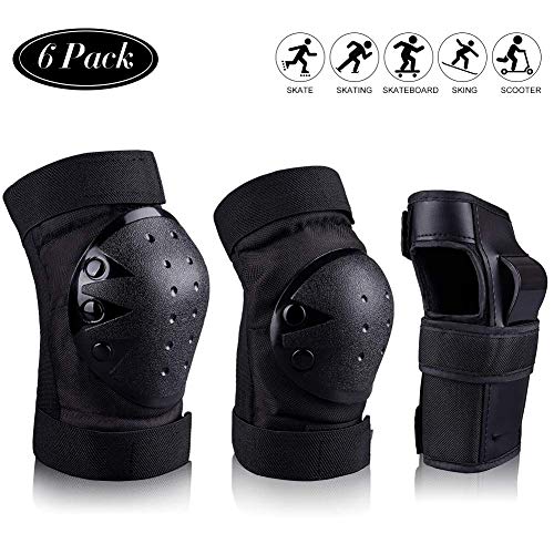 Swonuk Protecciones para Adultos Juego de 6 Equipos de protección Rodillas Coderas y Muñequeras para Ciclismo Esquí Escalada Skate y Otros Deportes