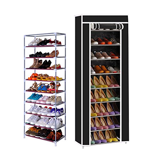 T-LoVendo TLV-FS-58160 Zapatero con Cubierta de Tela 10 Niveles Organizador Zapatos Estantería