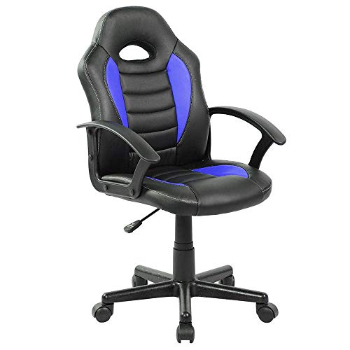 T-LoVendo TLV-SN1 Silla Gaming Racing para Niños Escritorio Estudios Videojuegos Sillón Gamer, Negro/Azul, infantil