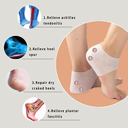 Taloneras Suave y Cómoda, 4 Piezas Taloneras Fascitis Plantar de Silicona, Plantillas Gel, Alivio Instantáneo del Dolor de pie, Adecuado para Espolones en el Talón, Fascitis Plantar, Reutilizar