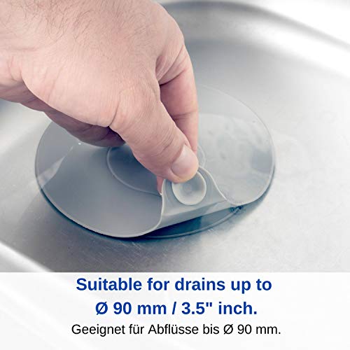 Tapón Universal de silicona para el desagüe de la bañera, la ducha y el fregadero de la cocina, Tapón de Drenaje desmontable, 13 cm de diámetro, para agujeros de desagüe de hasta 90 mm, gris