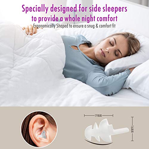 Tapones para los oídos para dormir para mujeres, Hearprotek 2 pares Protección Auditiva Tapones(32db & 30db) para Traviesas laterales, ronquidos, viajes, trabajo(blanco)