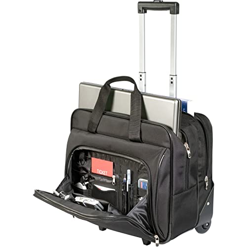 Targus Executive Maletín con asa telescópica, bolsa para portátiles de hasta 15,6", maletín de viaje con prácticas ruedas para viajes de negocios - Negro, TBR003EU