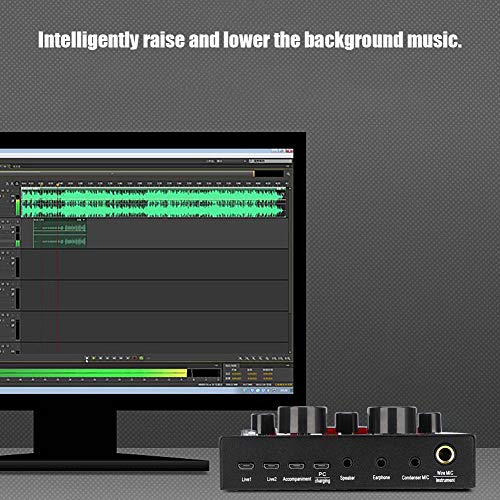 Tarjeta de Sonido de micrófono, Tarjeta de Sonido Externa con diseño de Gran rotación para Mejores Efectos de Canto y transmisión en Vivo