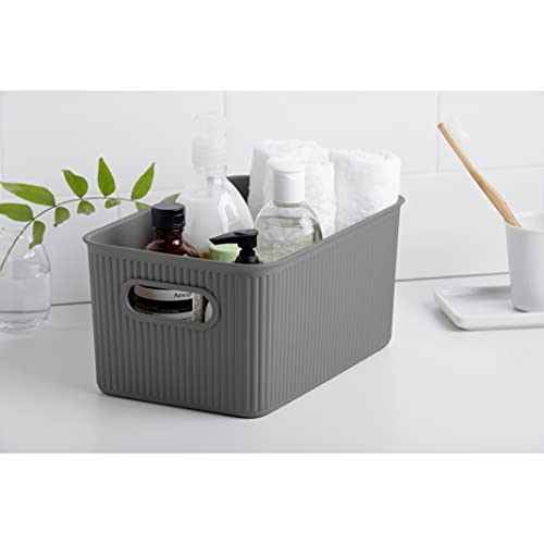 Tatay Caja Organizadora Rectangular Baobab, 5L de Capacidad, de Polipropileno, Libre de BPA, Color Gris Antracita, Medidas 18.1 x 27.2 x 13 cm