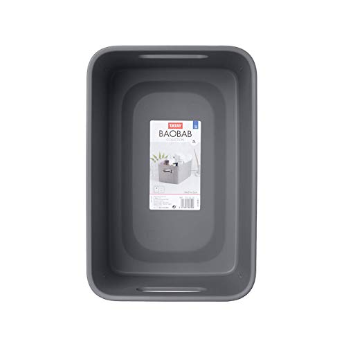 Tatay Caja Organizadora Rectangular Baobab, 5L de Capacidad, de Polipropileno, Libre de BPA, Color Gris Antracita, Medidas 18.1 x 27.2 x 13 cm