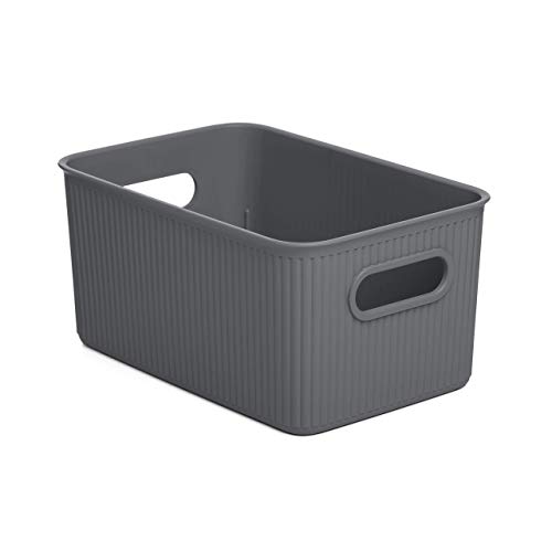 Tatay Caja Organizadora Rectangular Baobab, 5L de Capacidad, de Polipropileno, Libre de BPA, Color Gris Antracita, Medidas 18.1 x 27.2 x 13 cm