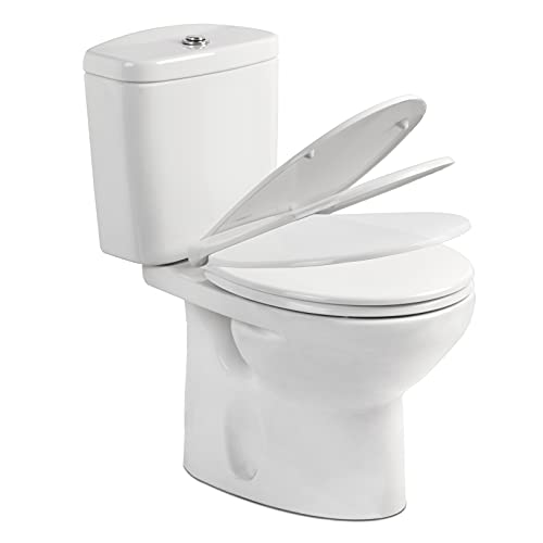 TATAY Tapa WC Universal Comfort, de Duroplast, Ovalada, Caída Amortiguada, Extraible, Antibacteriano, Fácil Instalación, Blanco, Medidas 45 x 37.3 cm