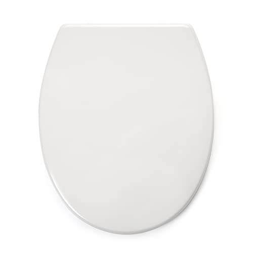 TATAY Tapa WC Universal Comfort, de Duroplast, Ovalada, Caída Amortiguada, Extraible, Antibacteriano, Fácil Instalación, Blanco, Medidas 45 x 37.3 cm