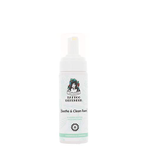 Tattoo Defender Soothe and Clean Foam 150 ml – Espuma Limpiadora Calmante para el Tatuaje, Reduce el Enrojecimiento y la Hinchazón, Antibacteriana.