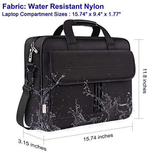 Taygeer Maletin Portatil 15 6 Pulgadas Bandolera para Ordenador Portátil Impermeable Portadocumentos Maletines y Bolsas para Portátil Regalo para Hombres Mujeres Colegio Viajar Trabajo Negocio - Negro