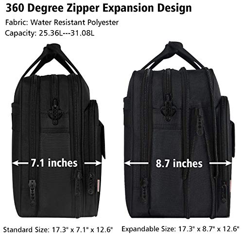 Taygeer Maletin Portatil 17 Pulgadas Elegante Maletin Ordenador Portatil Extensible Maletin para Portatil Portadocumentos Maletin Profesora Hombre Mujer para Trabajo Viaje Universidad - Negro