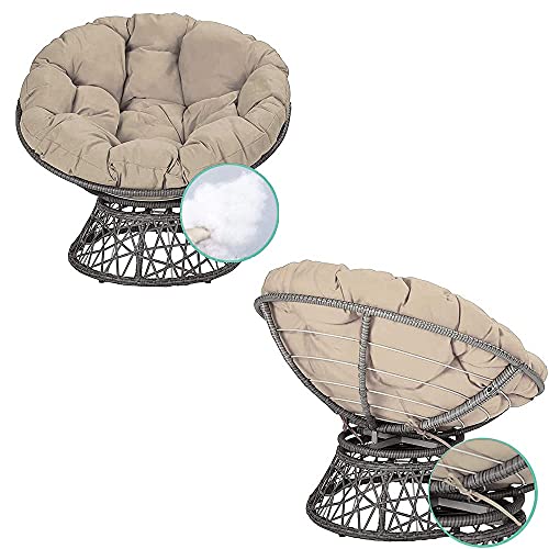 TDOYO Cojín de Encaje Redondo Grueso Papasan, ratán, Mimbre, cojín para Mecedora, jardín, balcón, terraza, Hamaca, Alfombrilla para Silla con Nido de pájaro, Caqui, 107 cm (42 Pulgadas)