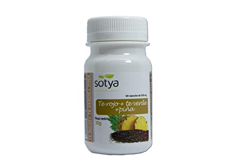 Té Verde, Té Rojo, Piña 60 cápsulas de 500 mg de Sotya