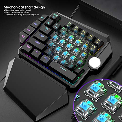 Teclado Mecánico Ergonómico para Juegos 44 Teclas Teclado para Juegos con Retroiluminación RGB de una Mano para PC PS4 Xbox Periféricos de Computadora