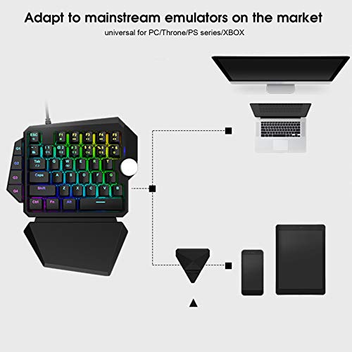 Teclado Mecánico Ergonómico para Juegos 44 Teclas Teclado para Juegos con Retroiluminación RGB de una Mano para PC PS4 Xbox Periféricos de Computadora