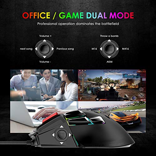 Teclado mecánico RGB con cable USB+Joystick Gaming Mouse 12 botones 12000DPI+Conversor de controlador de juegos retroiluminado,adaptador LED TYPE-C/convertidor compatible con PS4/Xbox/Switch+Mouse Pad