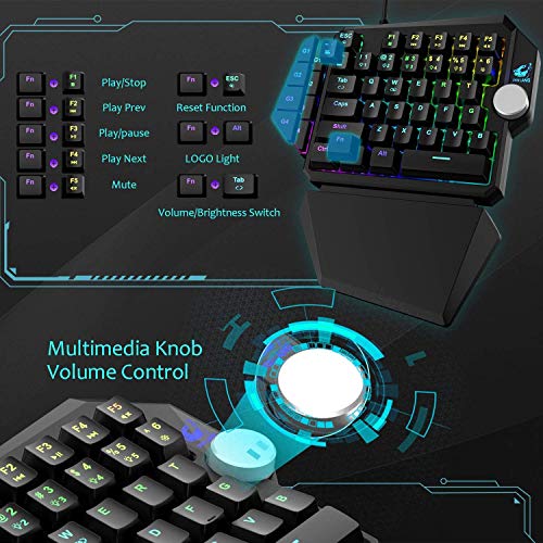 Teclado mecánico RGB con cable USB+Joystick Gaming Mouse 12 botones 12000DPI+Conversor de controlador de juegos retroiluminado,adaptador LED TYPE-C/convertidor compatible con PS4/Xbox/Switch+Mouse Pad