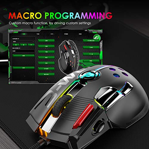 Teclado mecánico RGB con cable USB+Joystick Gaming Mouse 12 botones 12000DPI+Conversor de controlador de juegos retroiluminado,adaptador LED TYPE-C/convertidor compatible con PS4/Xbox/Switch+Mouse Pad